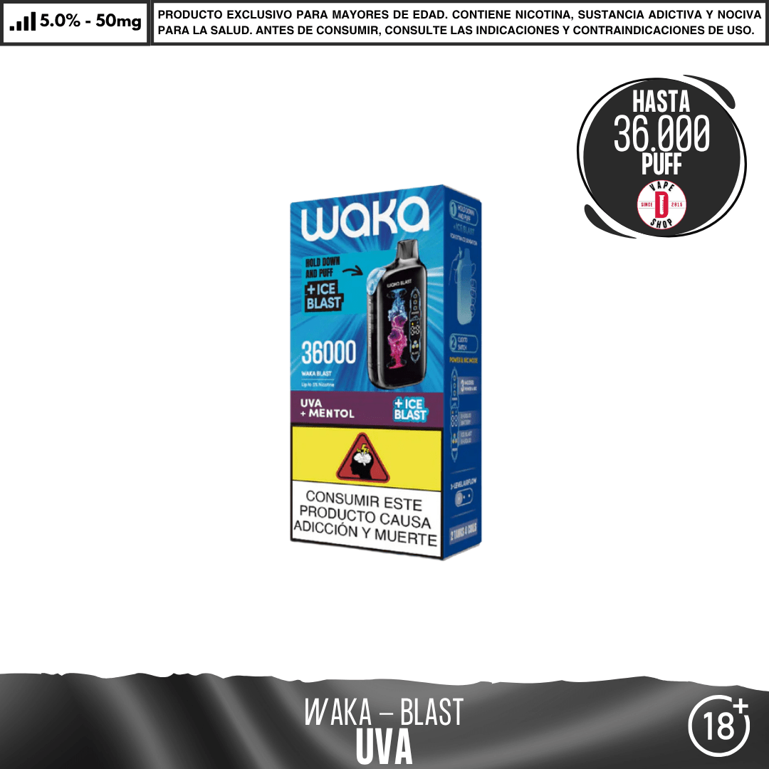 WAKA - BLAST 36000 PUFF - Vape Desechable - WAKA | DIS-WAK-BLA-36K-UVA