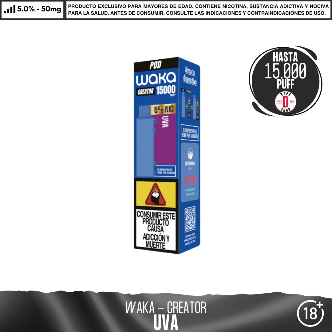 WAKA - Creator 15000 Puff - Vape Desechable - WAKA | EQC-WAK-CRE-POD-UVA-30