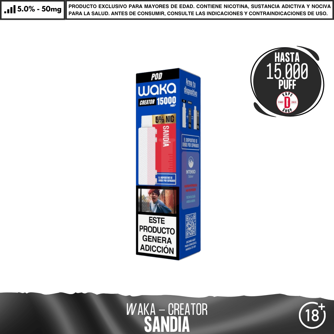WAKA - Creator 15000 Puff - Vape Desechable - WAKA | EQC-WAK-CRE-POD-SAN-50