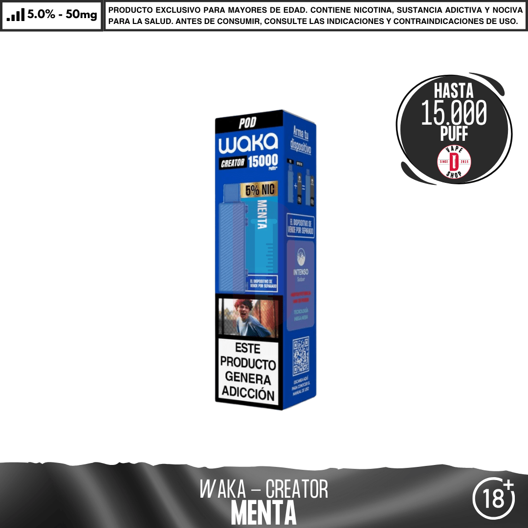 WAKA - Creator 15000 Puff - Vape Desechable - WAKA | EQC-WAK-CRE-POD-MEN-50