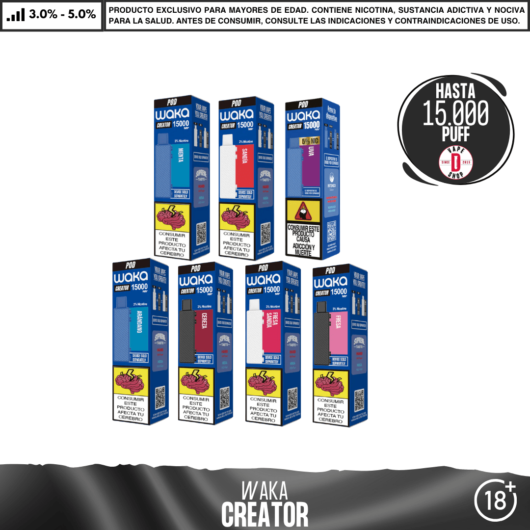 WAKA - Creator 15000 Puff - Vape Desechable - WAKA | EQC-WAK-CRE-POD-SAN-30