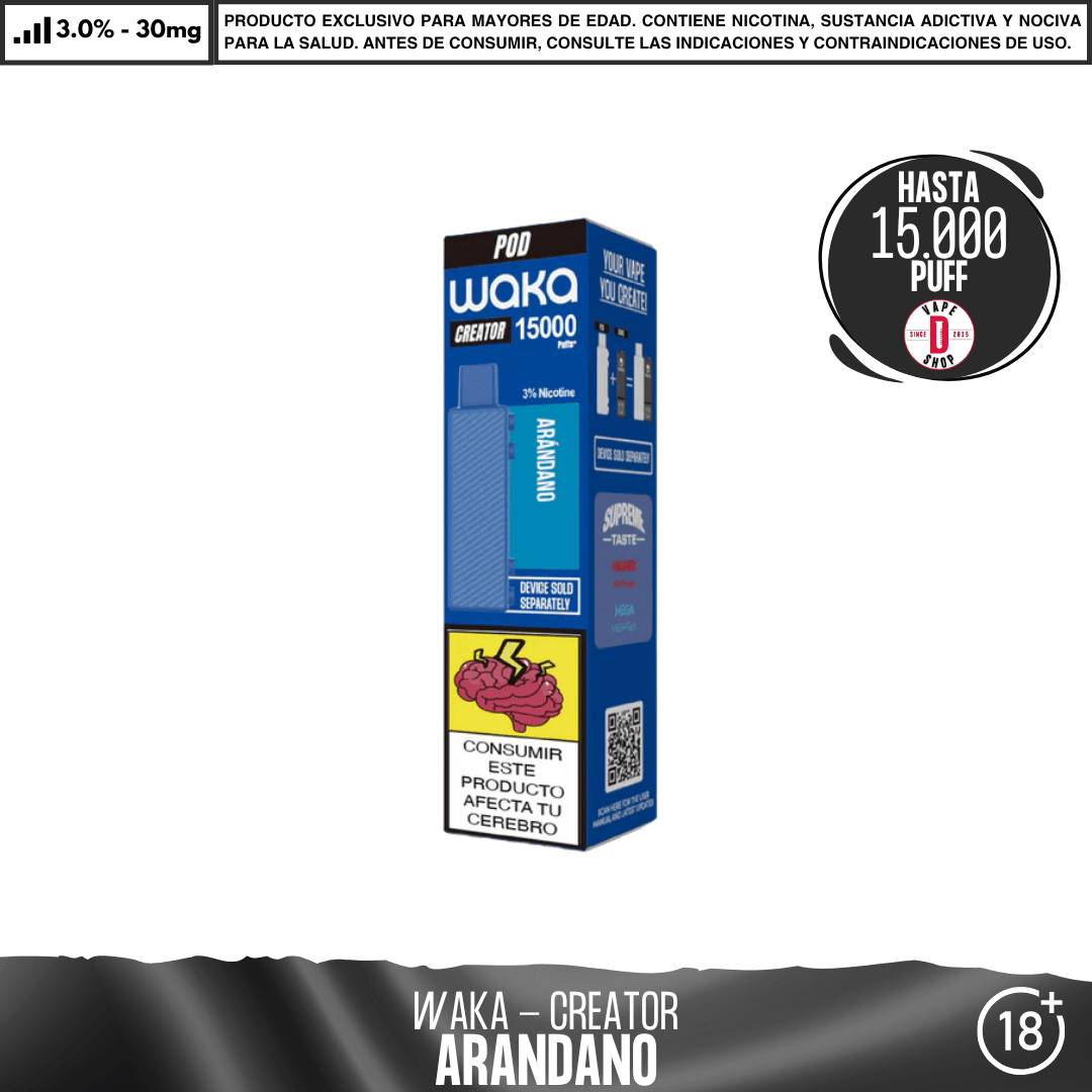 WAKA - Creator 15000 Puff - Vape Desechable - WAKA | EQC-WAK-CRE-POD-ARA-30