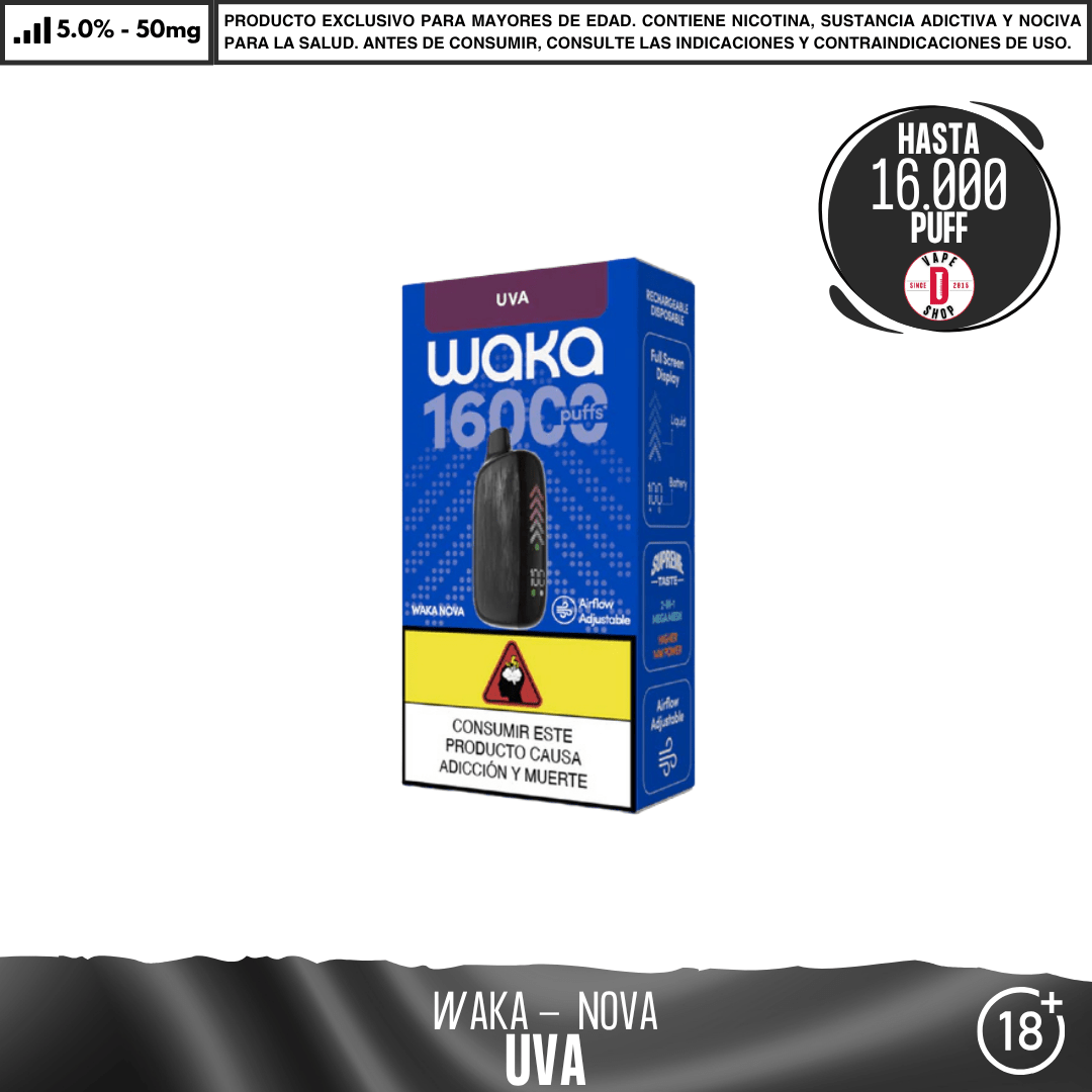 WAKA - NOVA 16000 PUFF - Vape Desechable - WAKA | DIS-WAK-NOV-16K-UVA