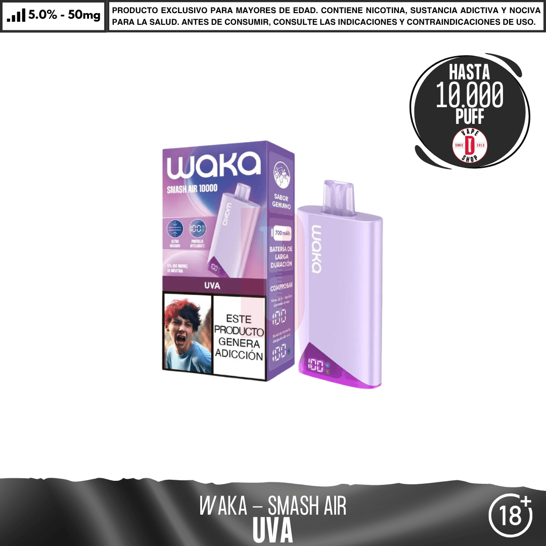 WAKA - Smash Air 10000 PUFF - Vape Desechable - WAKA | DIS-WAK-SMA-10K-UVA