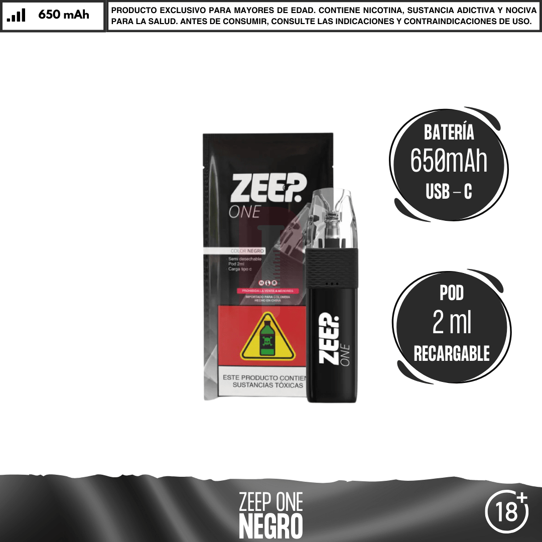 Zeep One - Vaporizador Semidesechable - Vape Desechable - Zeep | EQ-ZO-VSD-NE