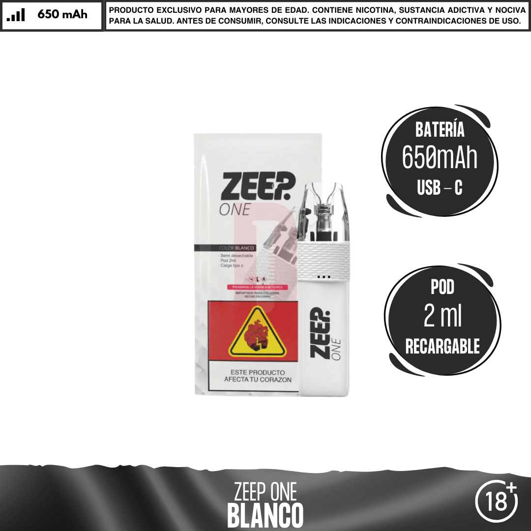 Zeep One - Vaporizador Semidesechable - Vape Desechable - Zeep | EQ-ZO-VSD-BL