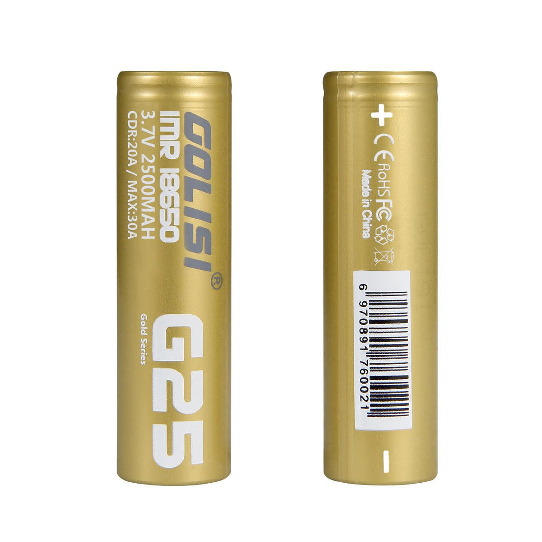 Golisi - G25 18650 2500 mAh 20A (Par) - Baterias - Golisi | BAT-GOL-G25