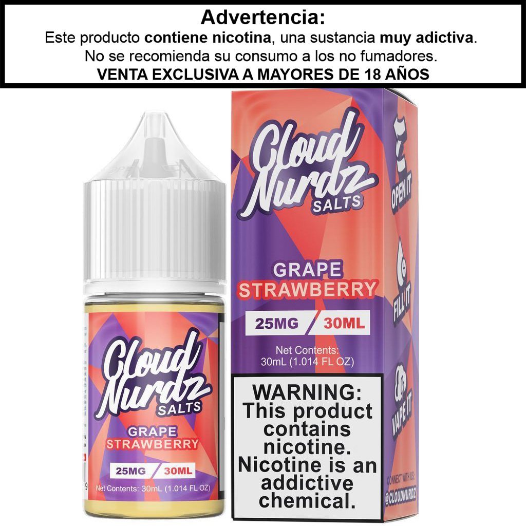 Grape Strawberry Salts - Sales de Nicotina - Cloud Nurdz | SN-CLN-GSS-25