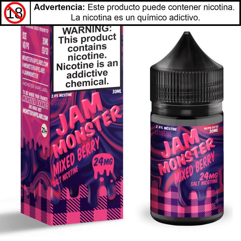 Jam Monster Mixed Berry Salts - Sales de Nicotina - Monsterlabs | SN-ML-JM-MB-24