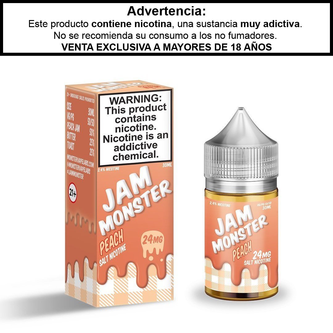 Jam Monster Peach Salts - Sales de Nicotina - Monsterlabs | SN-ML-JM-PH-24