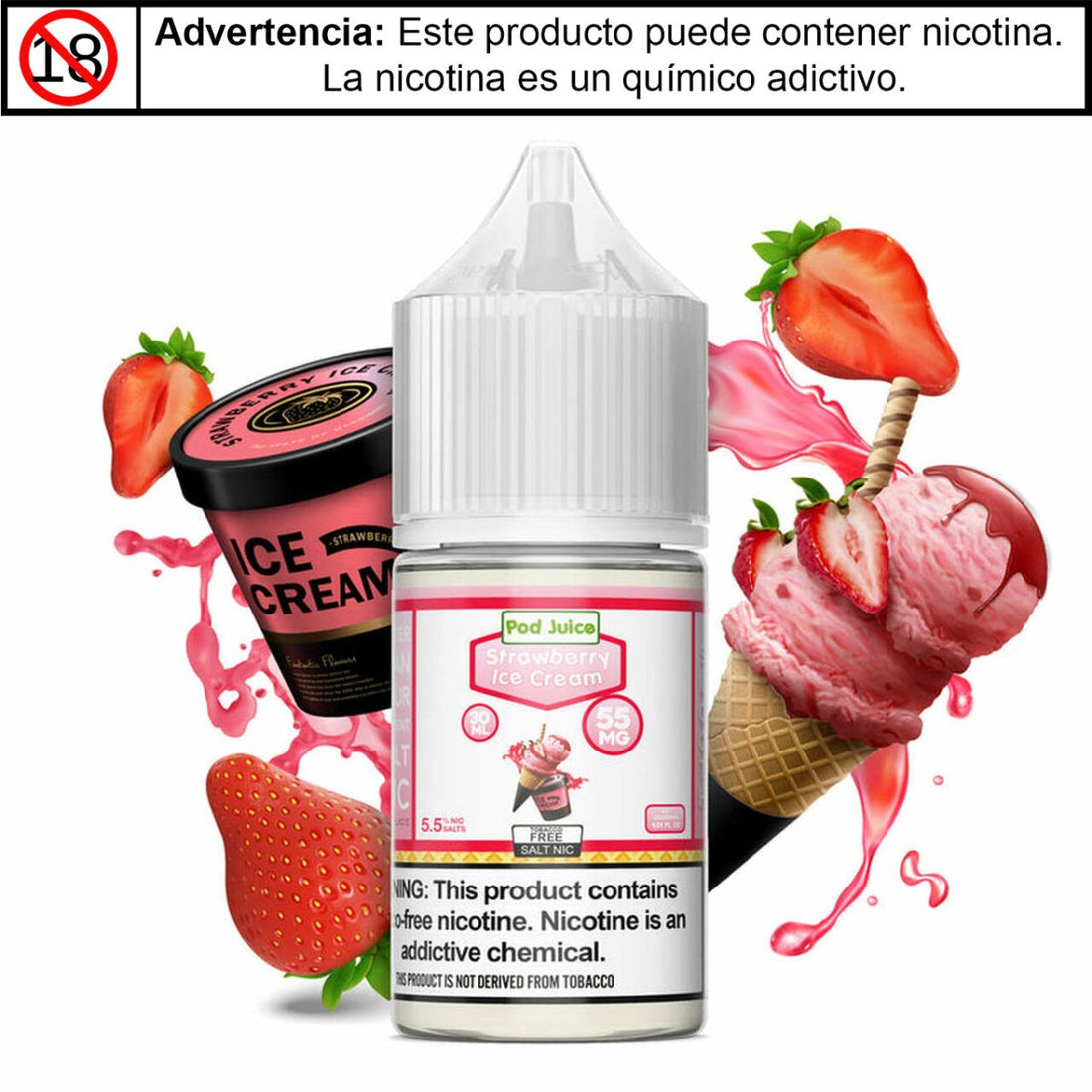 Strawberry Ice Cream Salts - Sales de Nicotina - Pod Juice | SN-PJ-SIC-35