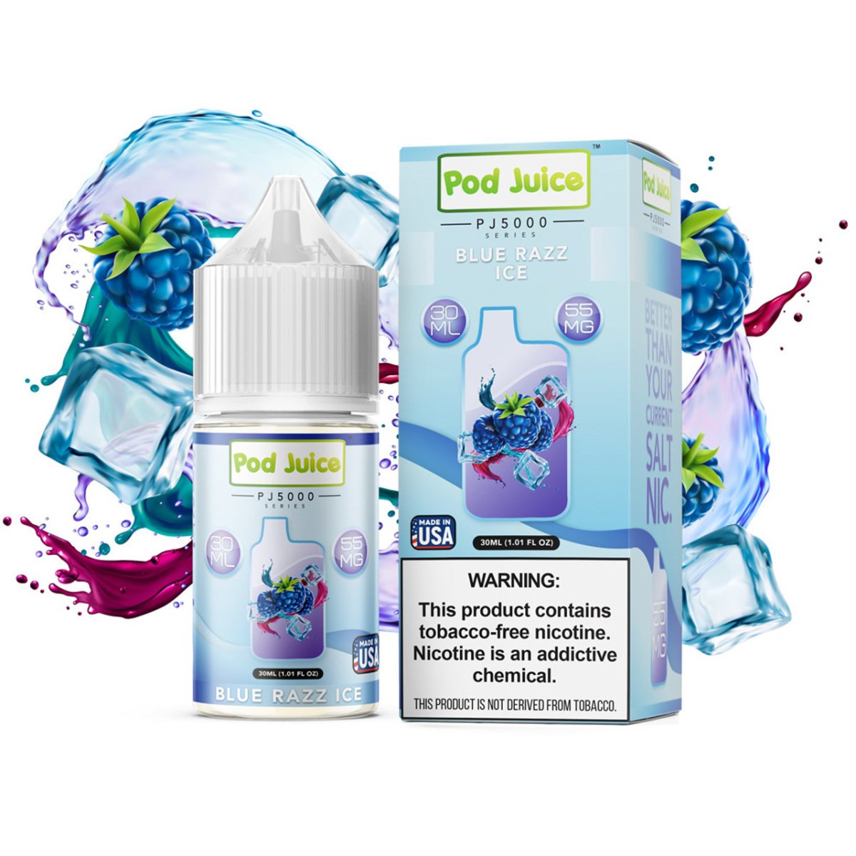 Pod Juice - Blue Razz Ice PJ 5000 Salts || DIY VAPE SHOP
