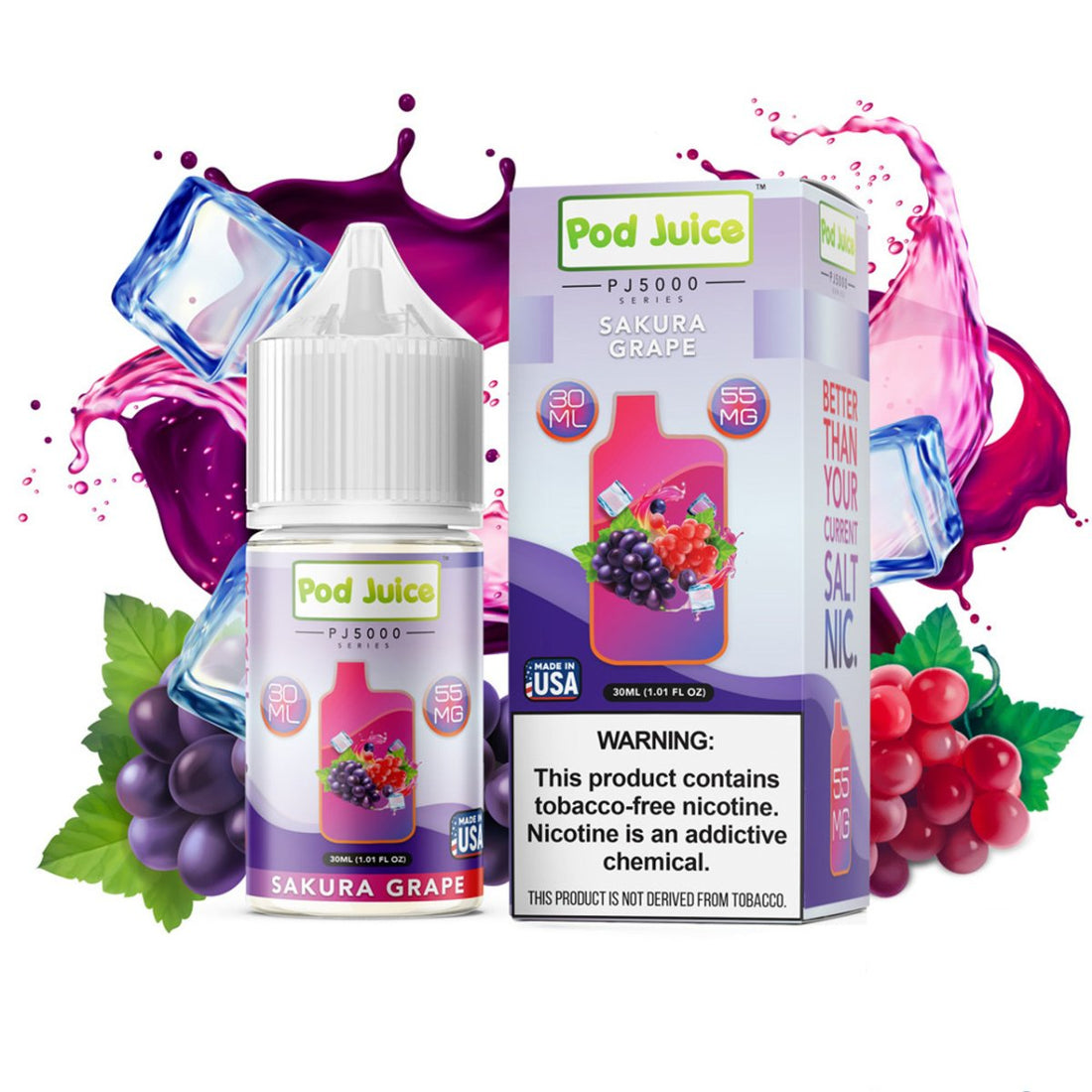 Sakura Grape Salts - Sales de Nicotina - Pod Juice | SN-PJ-PJ5-SKG-35