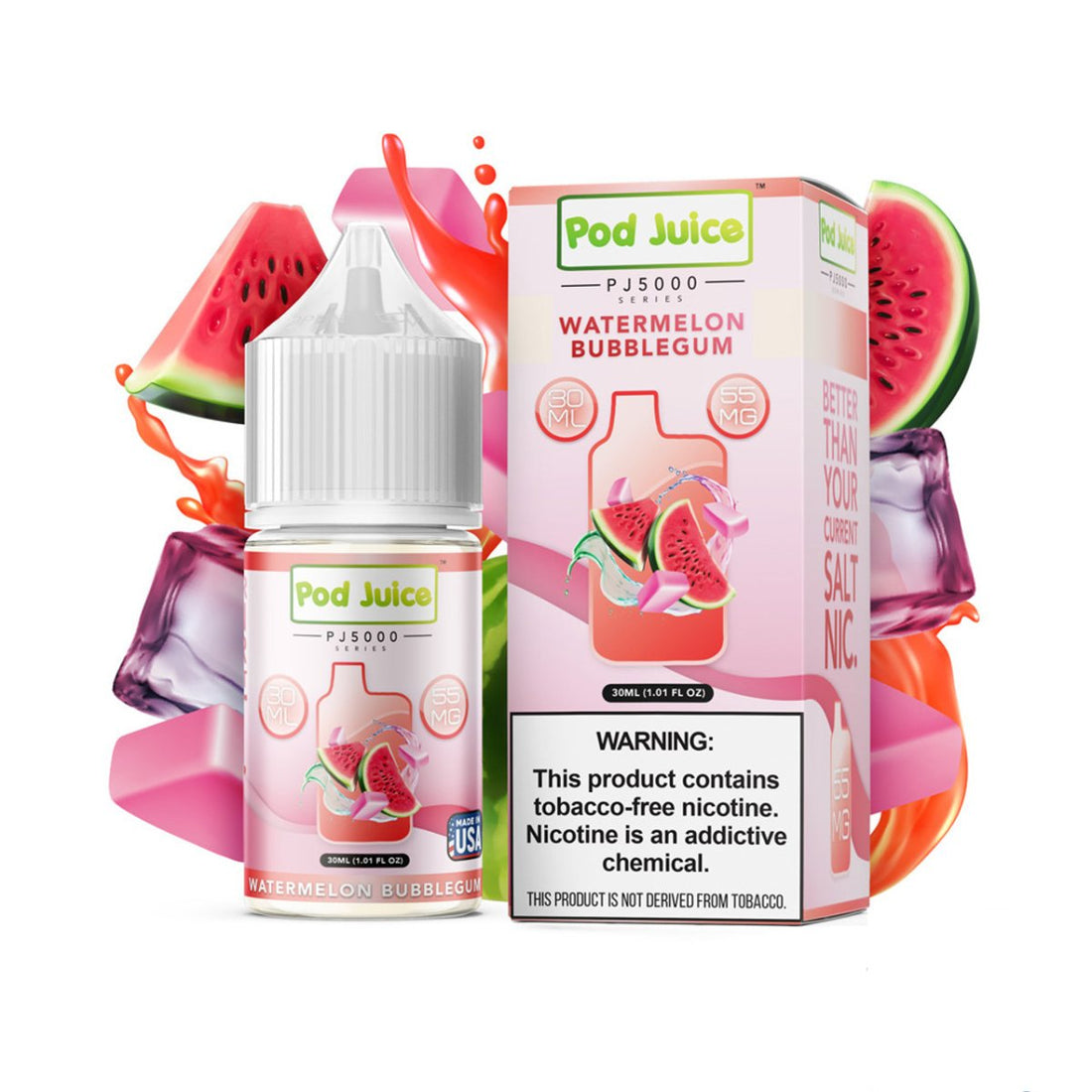 Watermelon Bubblegum Salts - Sales de Nicotina - Pod Juice | SN-PJ-PJ5-WMB-35