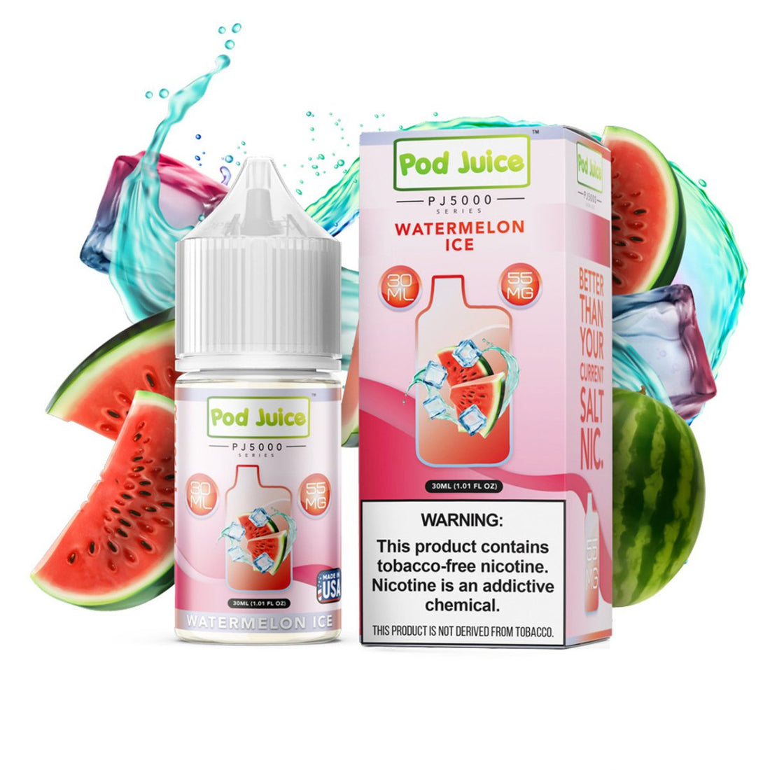 Watermelon Ice Salts - Sales de Nicotina - Pod Juice | SN-PJ-PJ5-WMI-35