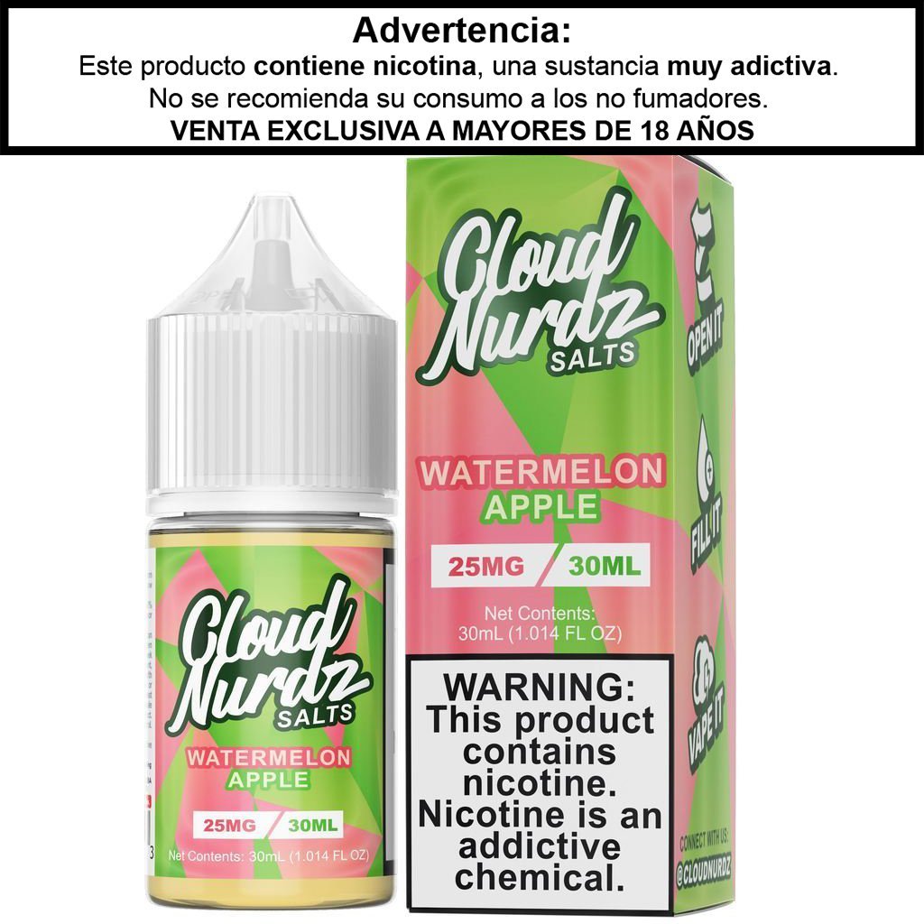 Watermelon Apple Salts - Sales de Nicotina - Cloud Nurdz | SN-CLN-WAS-25